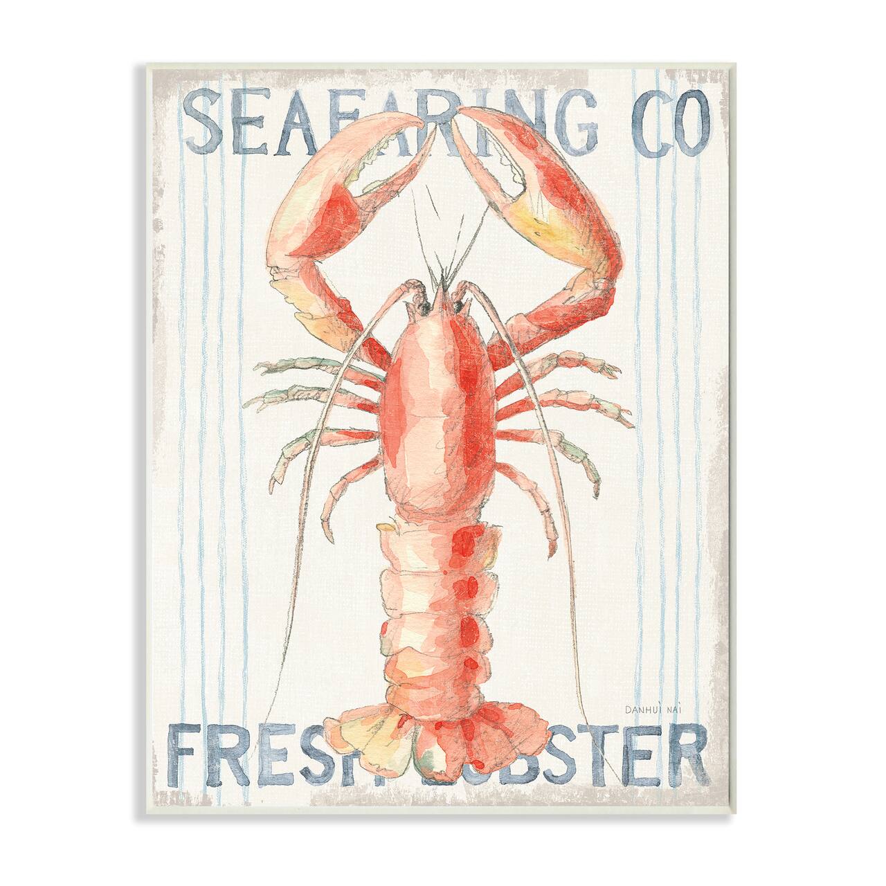 Stupell Industries Nautical Lobster Seafood Watercolor Wall Plaque